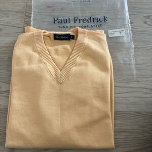 Paul Fredrick Men's V-Neck Sweater in Cream